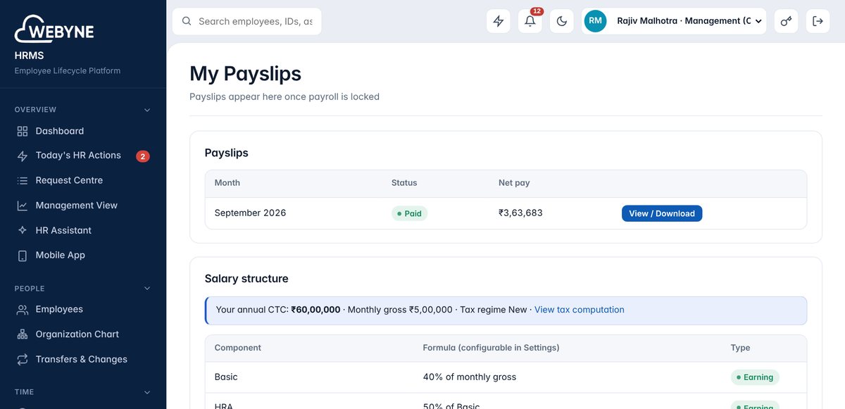 Payslips and salary structure