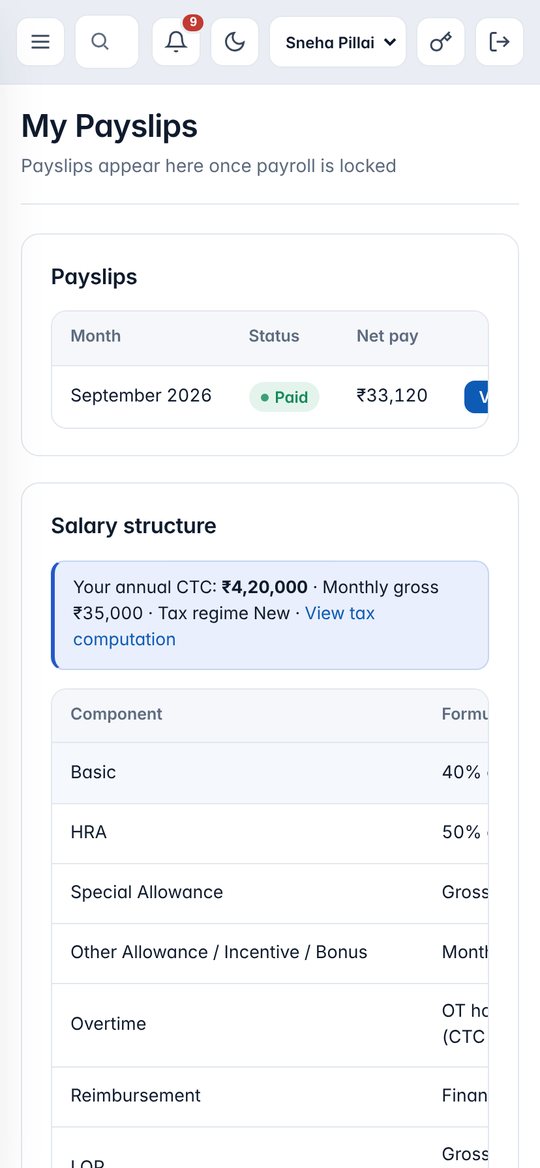 Payslip on a phone
