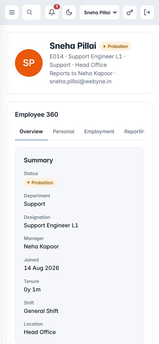 Employee profile on a phone